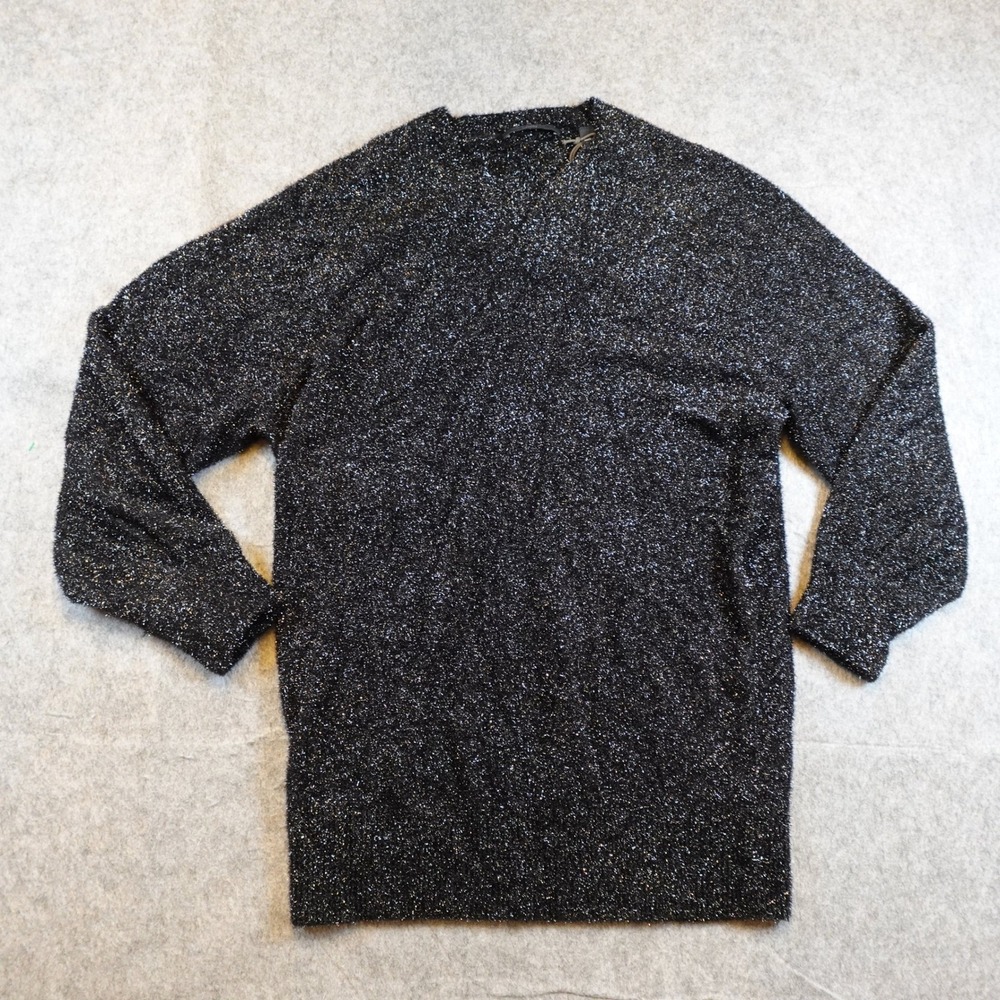 AllSaints Dress Women Medium‎ NWT Black Dazzle Jumper Metallic Sparkle Knit Mini